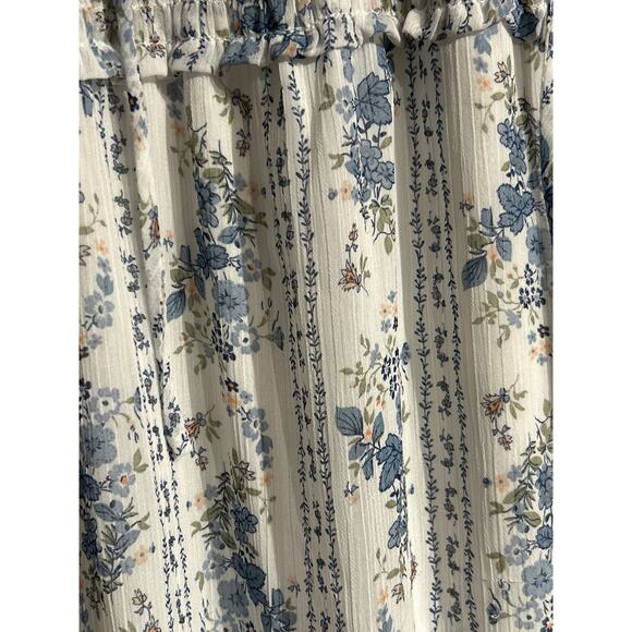 White and Blue Whimsical Floral Prairie Maxi Dress - Picture 9 of 9